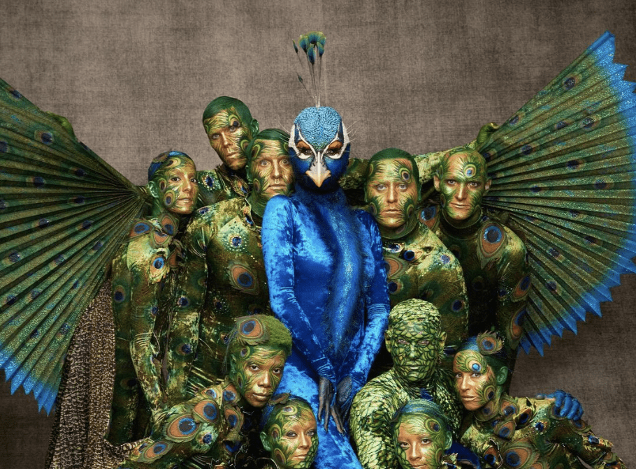 Heidi Klum spreads her wings! Queen of Halloween dresses up as a Peacock with 10-person entourage