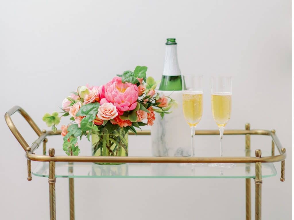 Bar cart with flowers