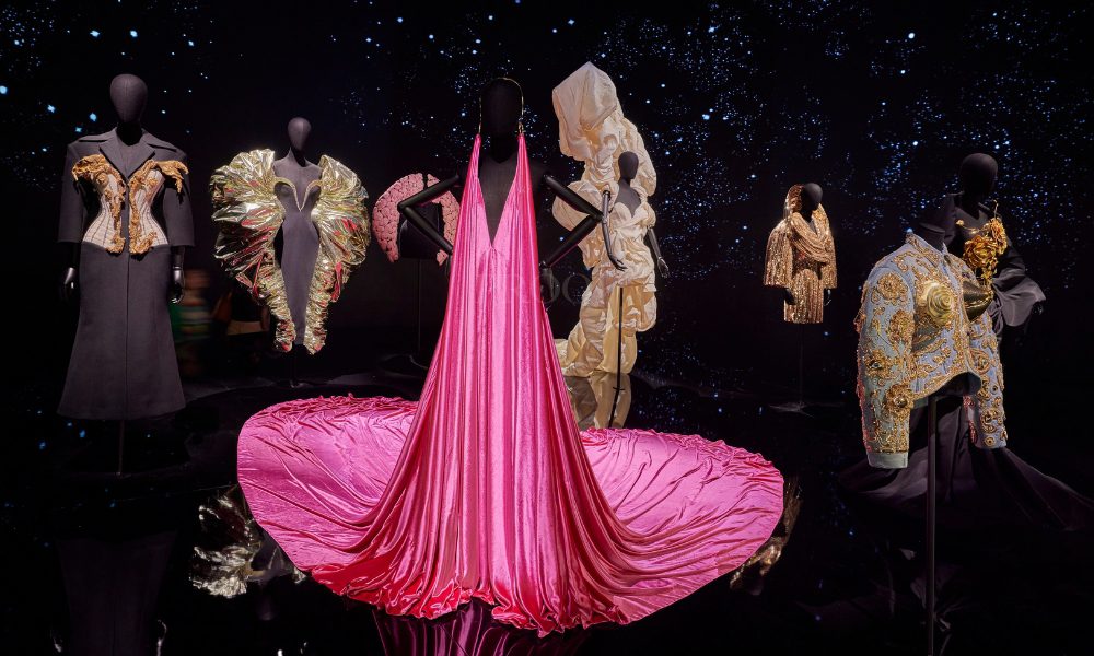 Installation view of
designs by Maison Schiaparelli on display in NGV Triennial from 3 December 2023 to 7
April 2024 at NGV
International, Melbourne. Image /  Sean Fennessy