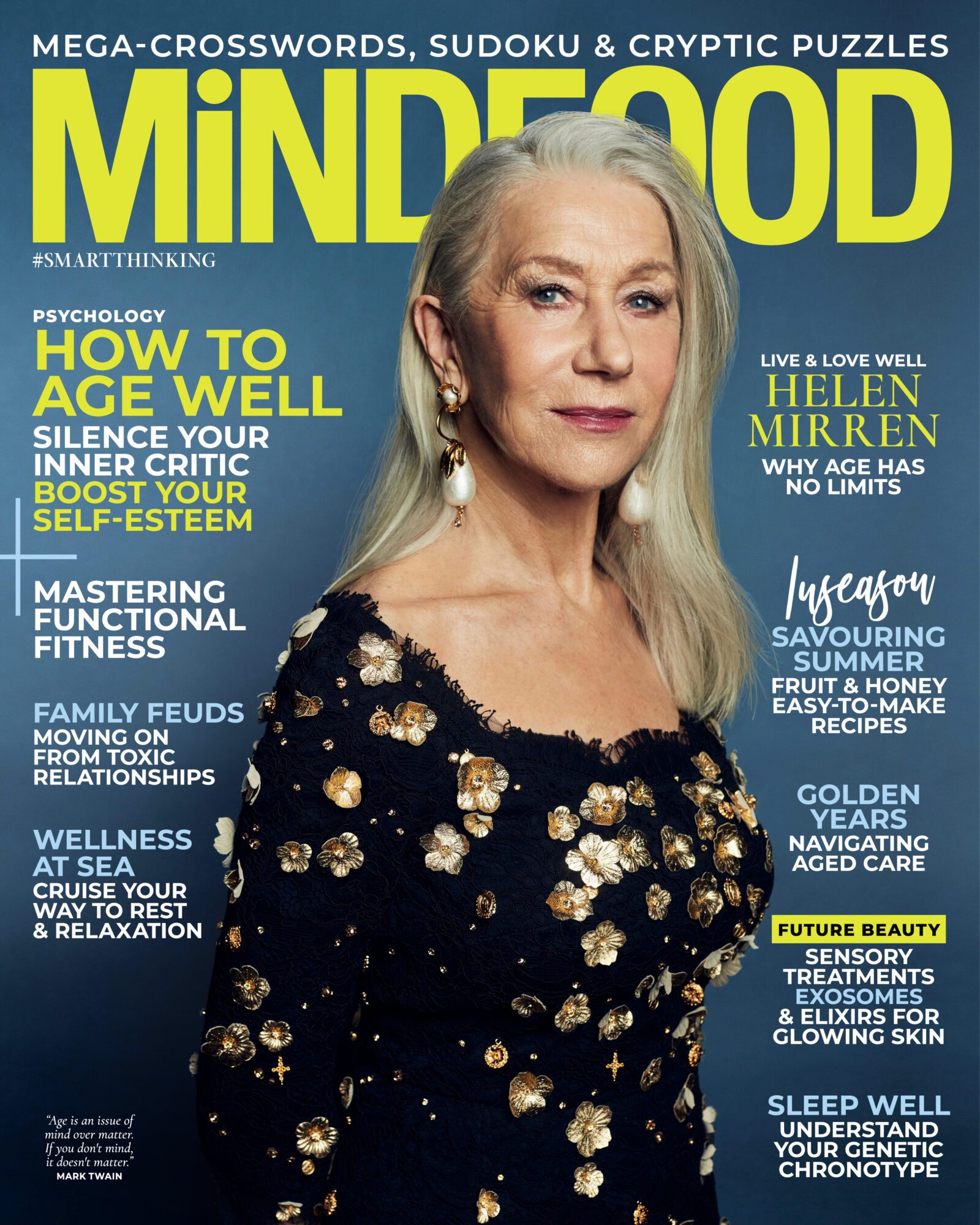 Helen Mirren on the March 2024 cover of MiNDFOOD