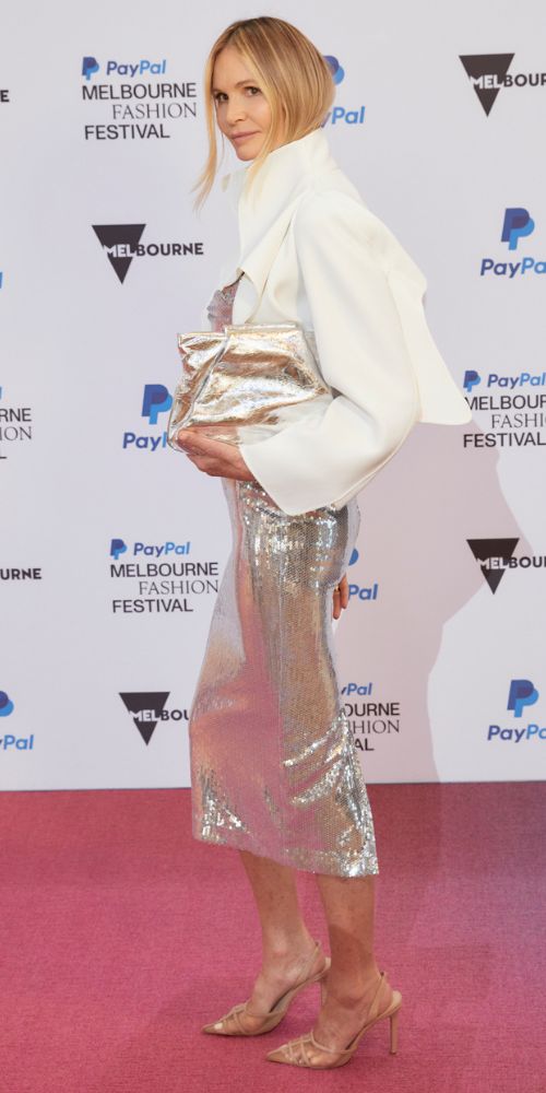 Elle Macpherson wearing Toni Maticevski and Alex Perry. Image / PayPal Melbourne Fashion Festival 
