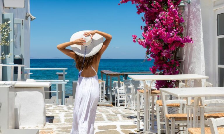 Paros, a Greek island in the Aegean Sea, is a destination dupe for Santorini.
