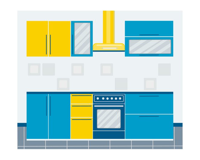 Poem: A Blue Kitchen with Yellow Accent Tiles