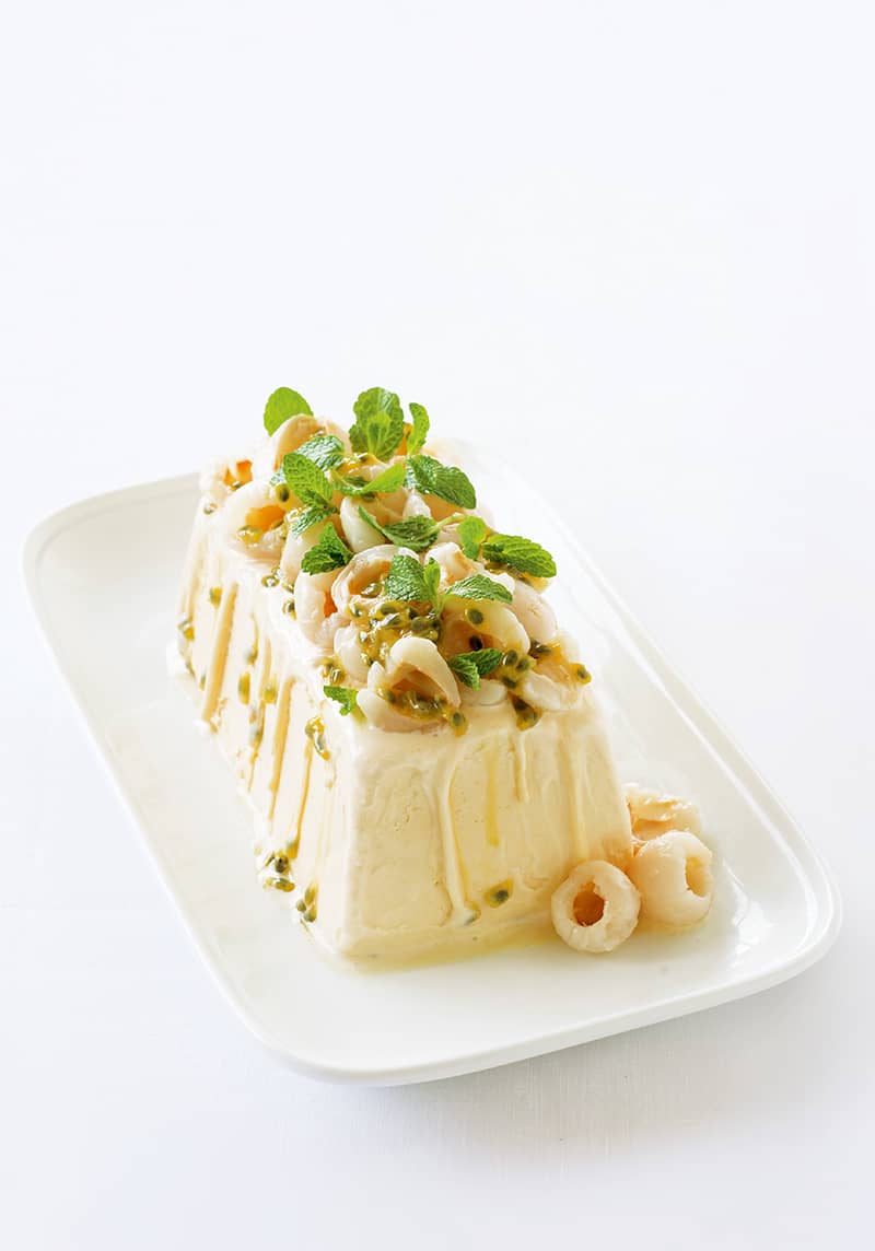 Lychee and Mint Ice Cream with Passionfruit
