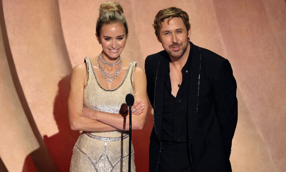 Ryan Gosling and Emily Blunt present during the Oscars, March 10, 2024. Image Reuters