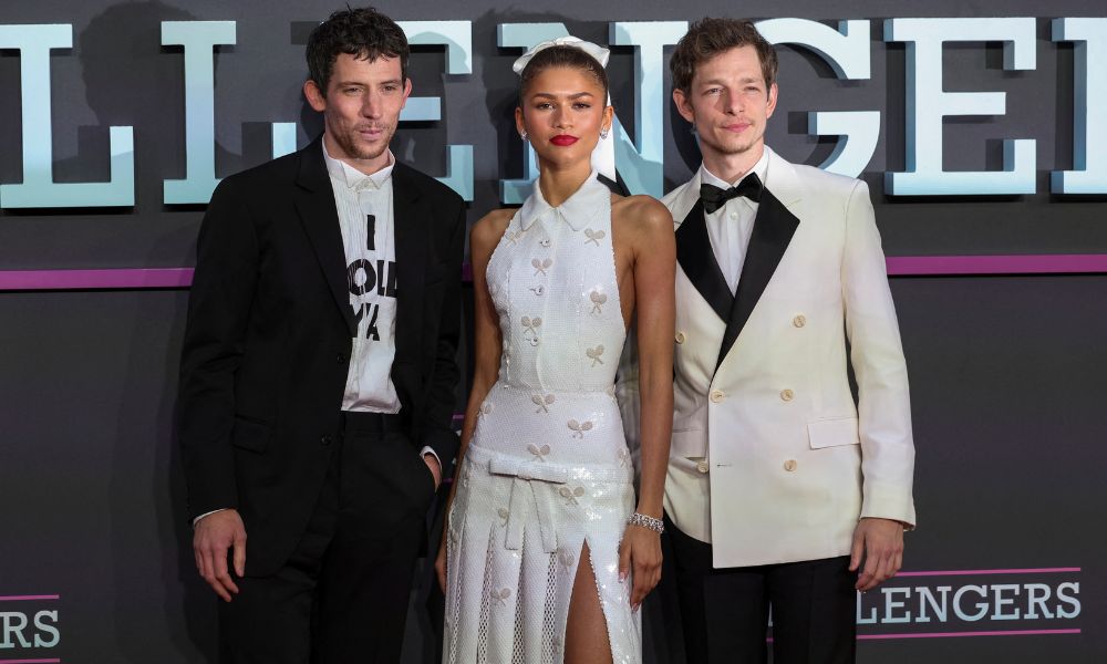 Zendaya, Josh O'Connor and Mike Faist attend the UK premiere of the film Challengers at Leicester Square, in London, Britain, April 10, 2024. REUTERS / Isabel Infantes
