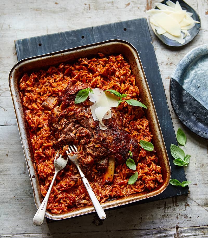 Baked Shoulder of Lamb with Risoni