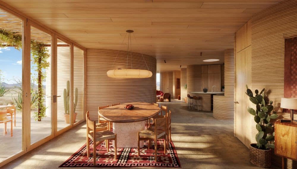 A rendering of a 3D-printed residence at El Cosmico hotel and campground in Marfa, Texas, U.S., in this undated handout image. Image / Reuters