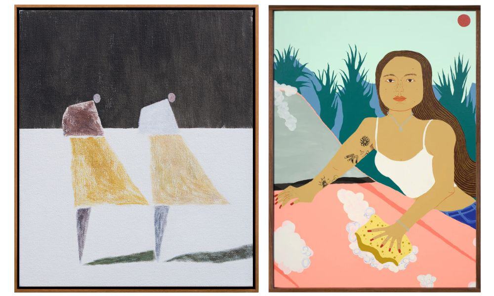 Works by Alan Ibell (L) and Claudia Kogachi included in the fundraising auction. Images / Supplied