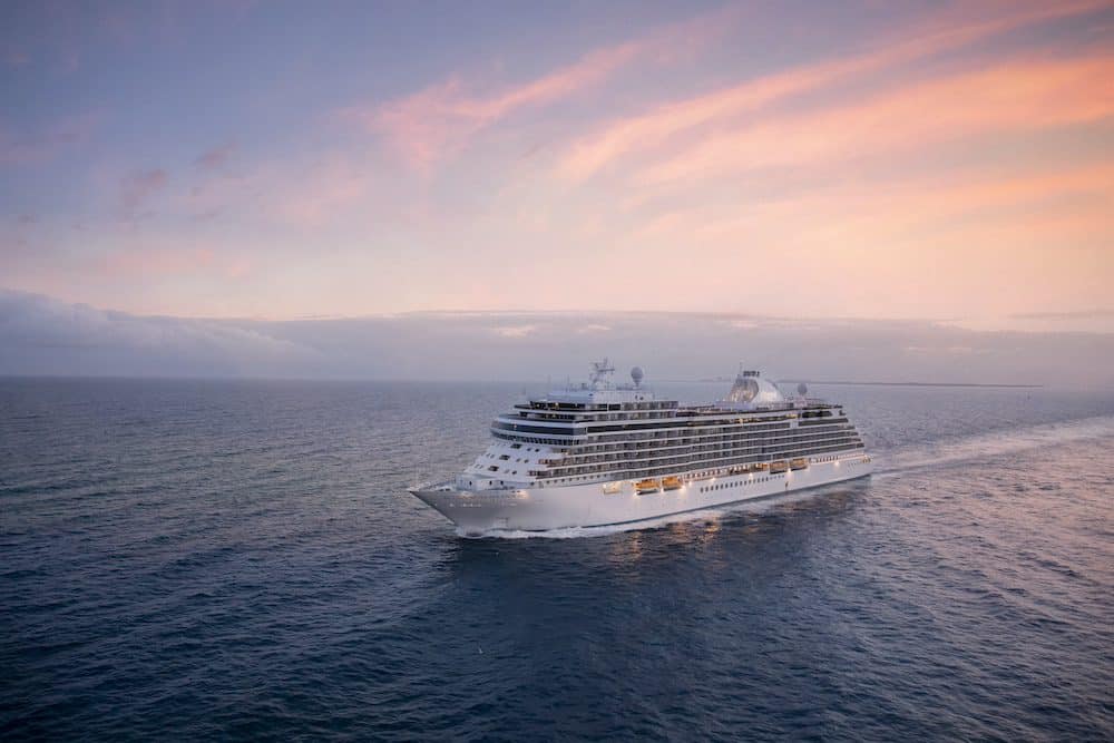 Seven Seas Splendor at sunset. Credit: Regent Seven Seas Cruises