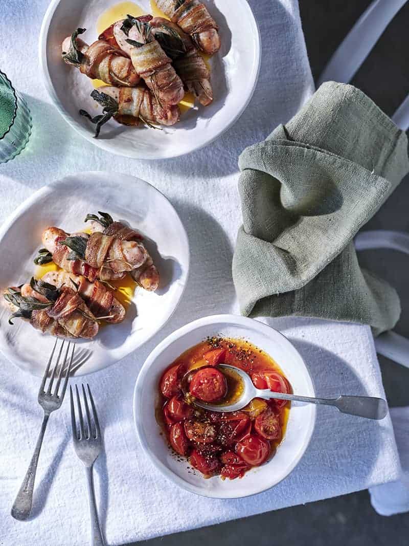 Sage Pigs in Blankets with Redcurrant and Tomato Relish
