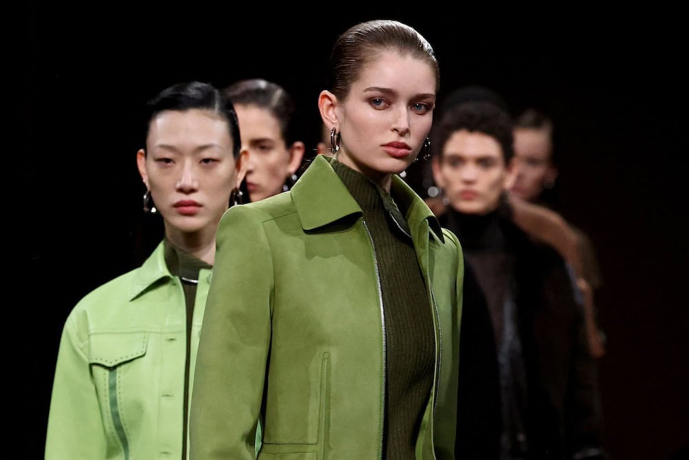 Models present creations by designer Nadege Vanhee as part of her Fall/Winter 2025-2026 Women's ready-to-wear collection show for fashion house Hermes during Paris Fashion Week in Paris, France, March 8, 2025. REUTERS/Gonzalo Fuentes