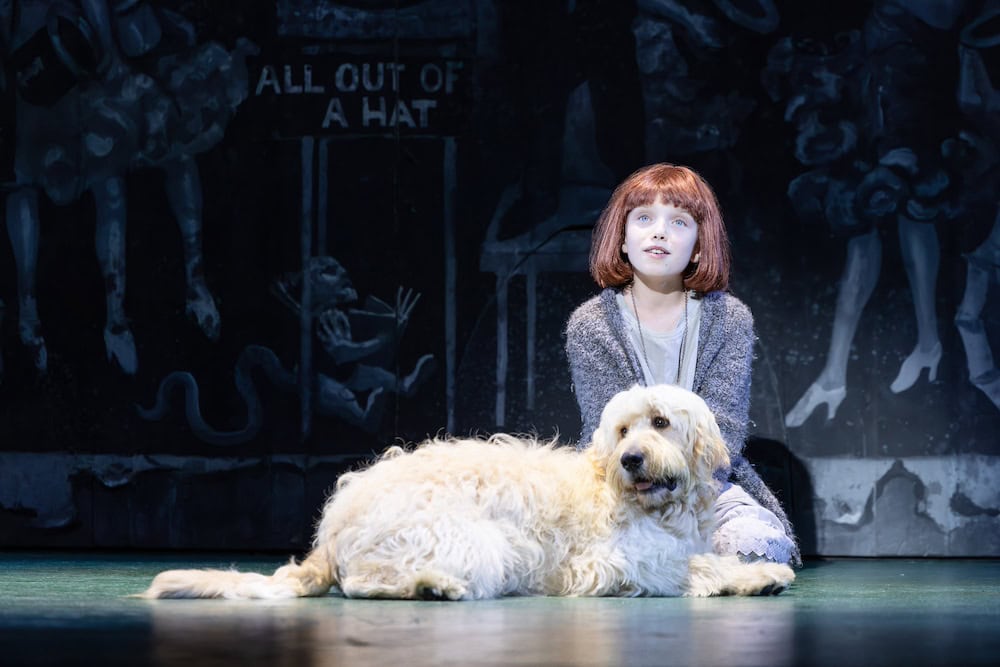 Stephanie McNamara and Sandy in ANNIE. Credit: Daniel Boud