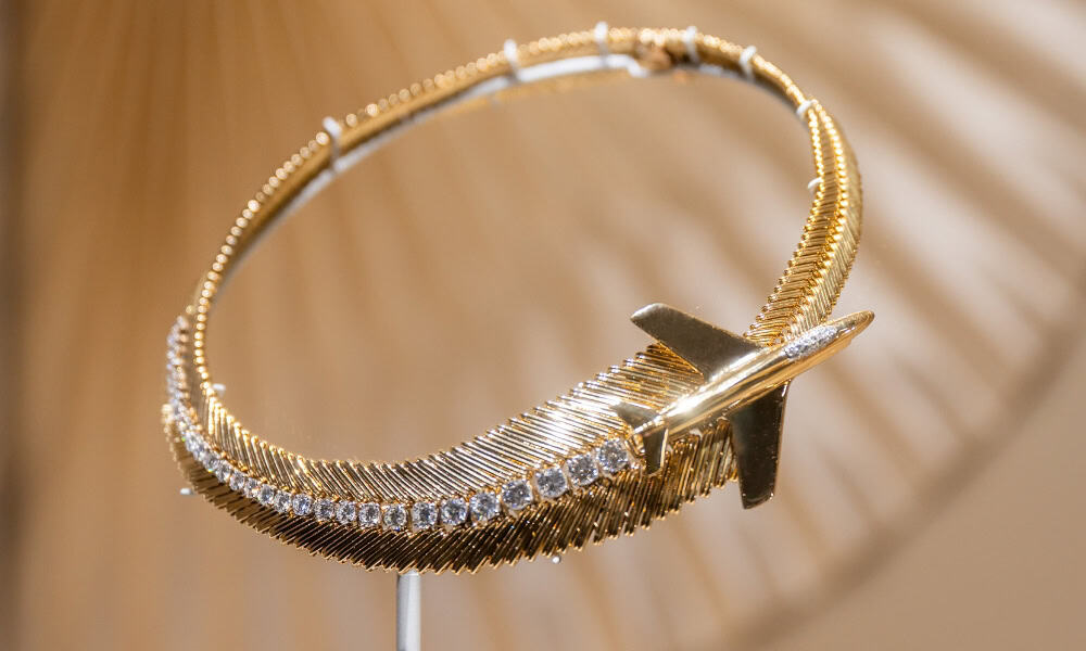 The Mystère IV plane necklace, (1956) Platinum, yellow gold, diamonds. Photo / Van Cleef & Arpels