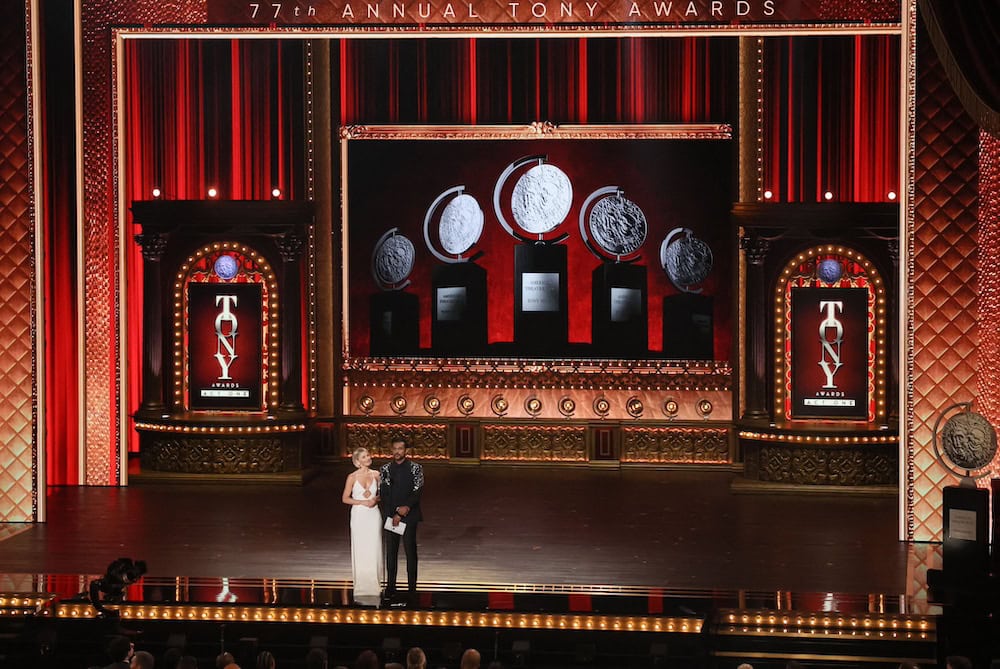 Julianne Hough stands on stage during the 77th Annual Tony Awards pre show in New York City, U.S., June 16, 2024. REUTERS/Brendan Mcdermid