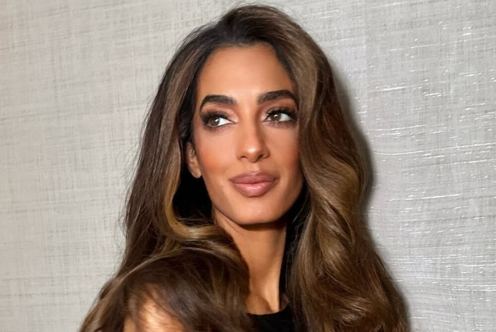 Amal Clooney's beauty look for the Tony Awards. Photo / @dimitrishair