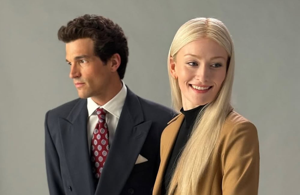Sarah Pidgeon as Carolyn and Paul Kelly as John F. Kennedy Jr. Photo / @ryanmurphyproductions
