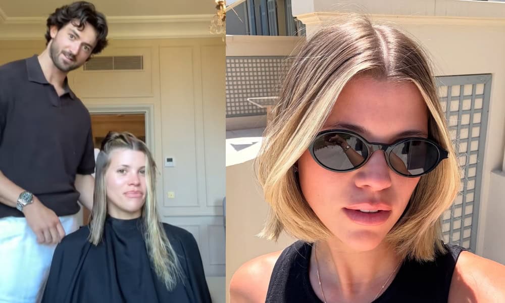 Sofia shared the process of her hair cut with stylist George Curran on social media. Photos / @sofiagrainge