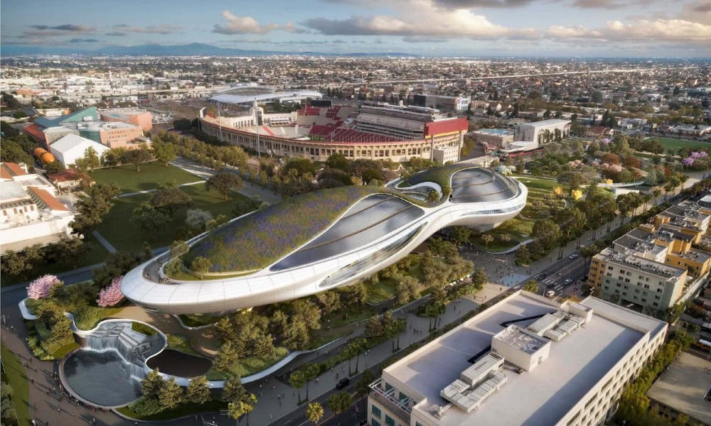 Am artist's impression of the Lucas Museum of Narrative Art, which is currently under construction. 