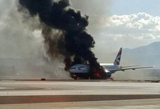 Plane bursts into flames on runway