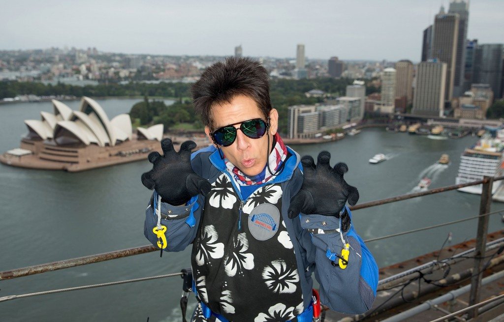 Derek Zoolander poses on the Sydney Harbour Bridge 27 January to promote the release of Paramount Pictures film 'Zoolander No. 2’. Photo by Brendon Thorne/Getty Images for Paramount Pictures.