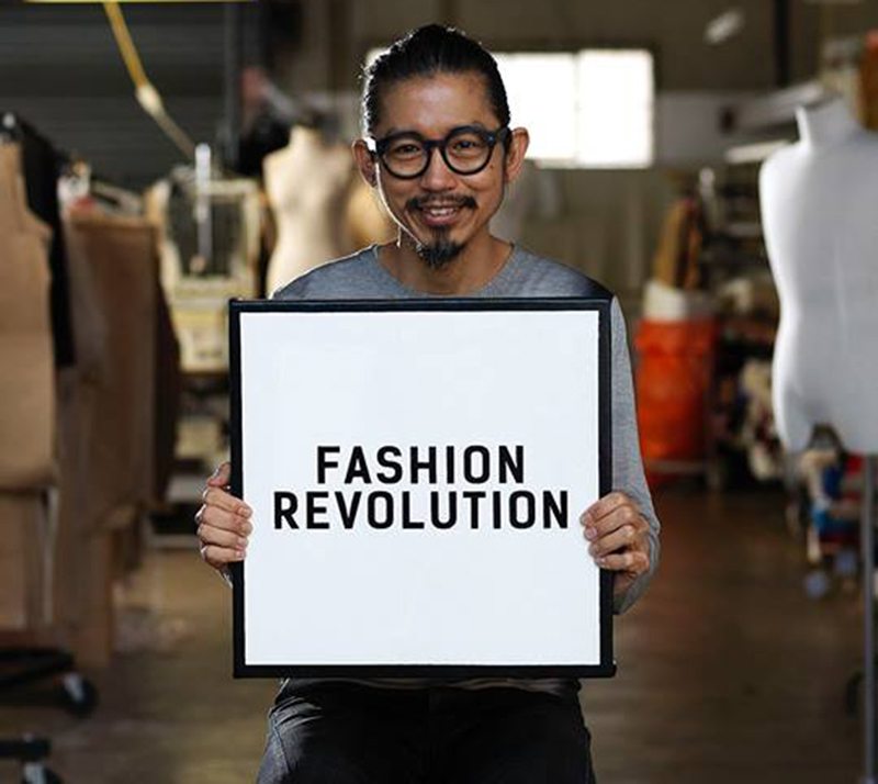 Fashion designer Akira Isogawa joins the Fashion Revolution. Image via Fashion Revolution Facebook page