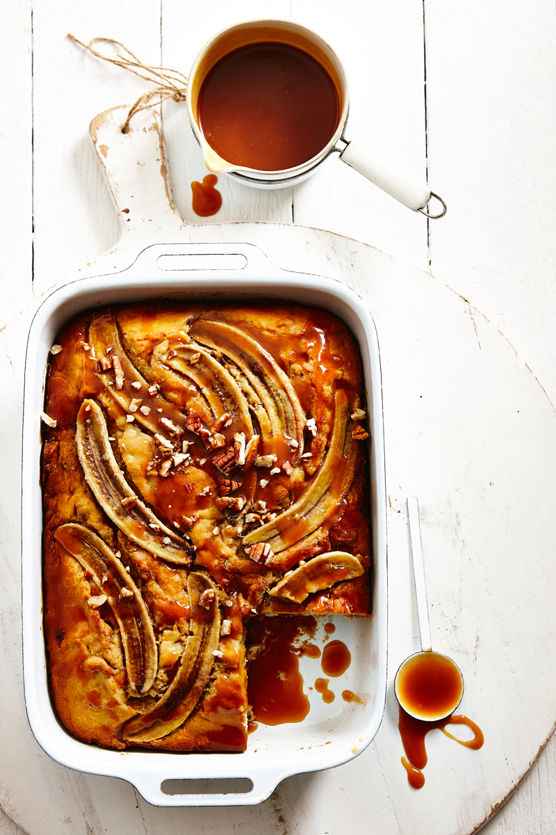 Banana Slab Cake with Coconut Caramel Sauce MiNDFOOD