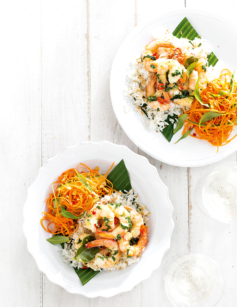 Prawn Parcels with Vietnamese Salad & Coconut Rice