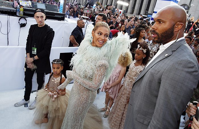 Beyoncé arrives at the 2016 MTV Video Music Awards with daughter Blue Ivy. Picture Reuters