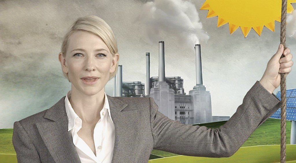 Academy Award winner Australian Cate Blanchett is seen in a TV commercial "Say Yes to the carbon tax" REUTERS