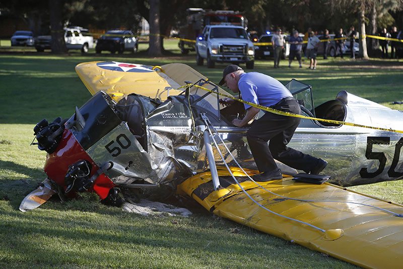 Harrison Ford's plane at the scene in Los Angeles.