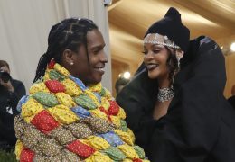 FILE PHOTO: Metropolitan Museum of Art Costume Institute Gala - Met Gala - In America: A Lexicon of Fashion - Arrivals - New York City, U.S. - September 13, 2021. ASAP Rocky and Rihanna. REUTERS/Mario Anzuoni