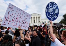 Abortion rights demonstrators protest outside the United States Supreme Court as the court rules in the Dobbs v Women's Health Organization abortion case, overturning the landmark Roe v Wade abortion decision in Washington, U.S., June 24, 2022. REUTERS/Jim Bourg