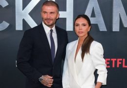 David and Victoria Beckham at the premiere of Beckham