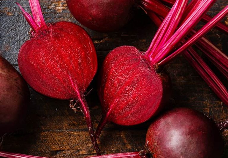 Red Beetroot with green leaves