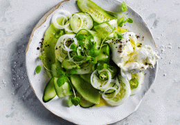 Cucumber & Honeydew Salad with Honey Dressing