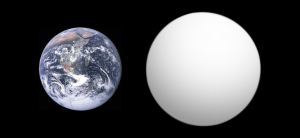 "Exoplanet Comparison Kepler-10 b" by Aldaron, a.k.a. Aldaron, inspired by Thingg's size comparison. Licensed under CC BY-SA 3.0 via Wikimedia Commons.