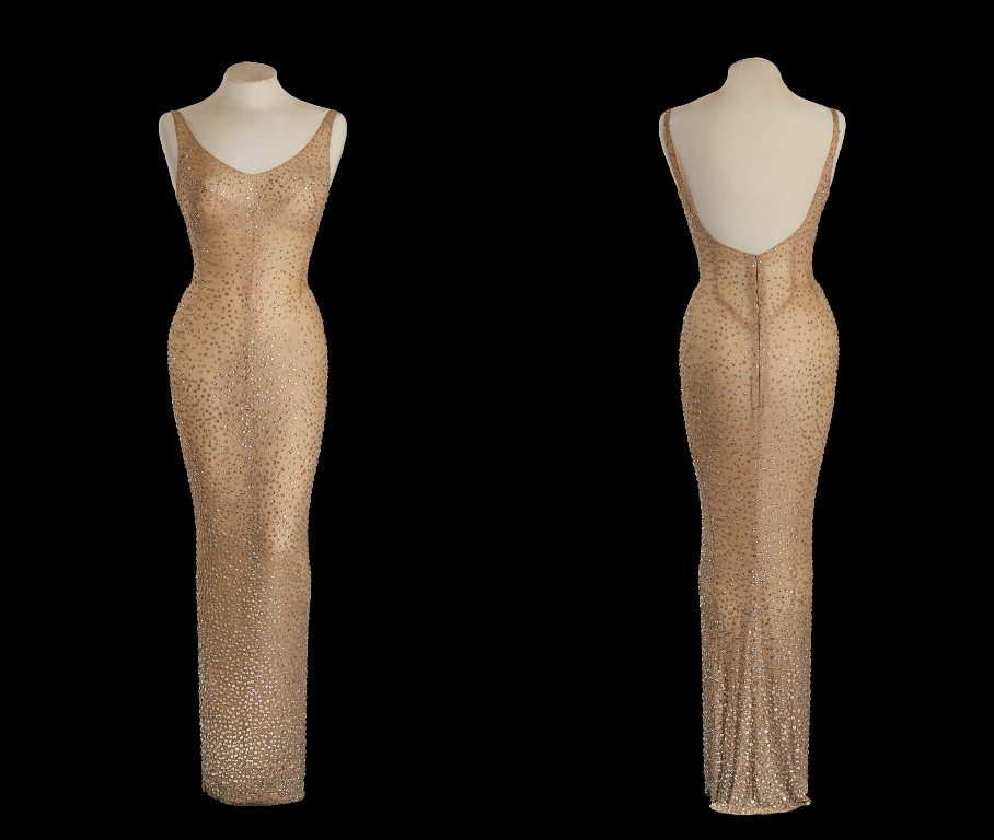 The front and back of Marilyn’s ‘Happy Birthday’ dress. (Photo Julien’s Auctions)