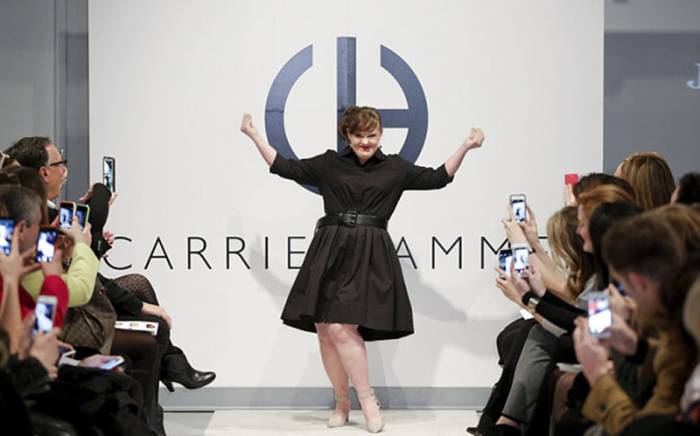 Jamie Brewer on the catwalk at New York Fashion Week. 