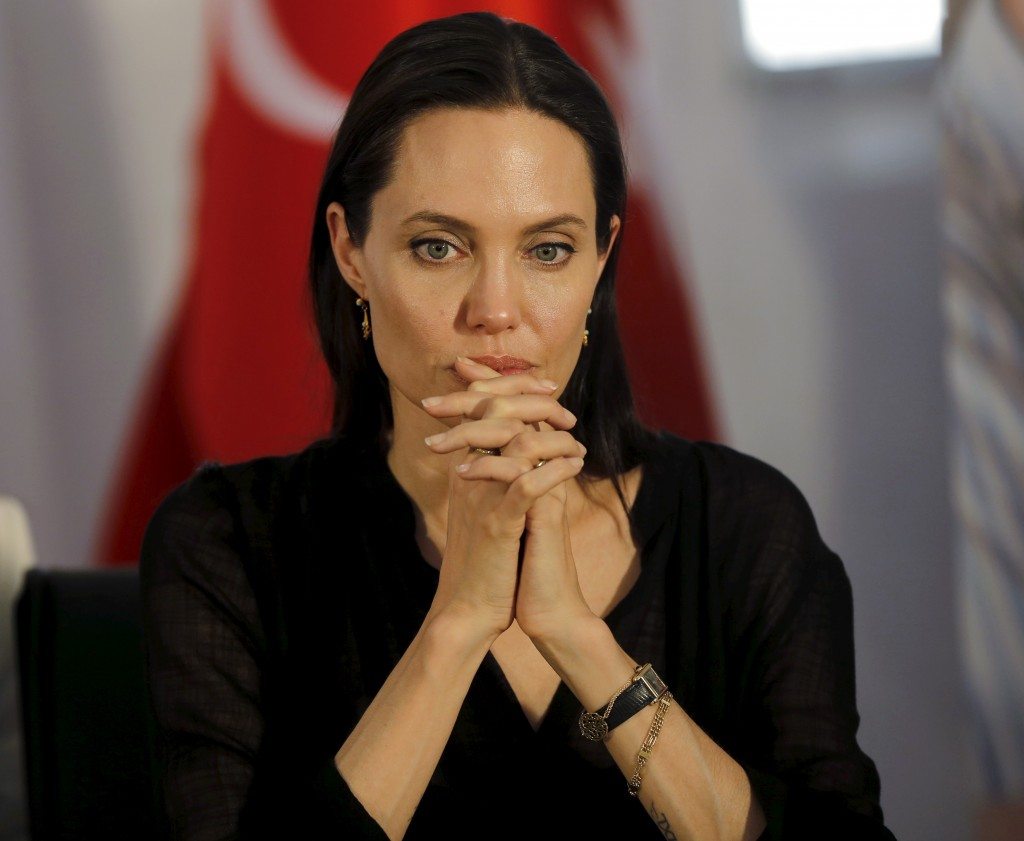 United Nations High Commissioner for Refugees (UNHCR) Special Envoy Angelina Jolie attends a news conference as she visits a Syrian and Iraqi refugee camp in the southern Turkish town of Midyat