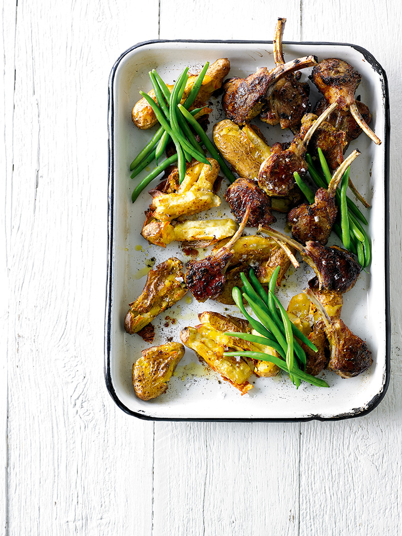 Indian Spiced Lamb Cutlets with Mustard Seed Roast Potatoes