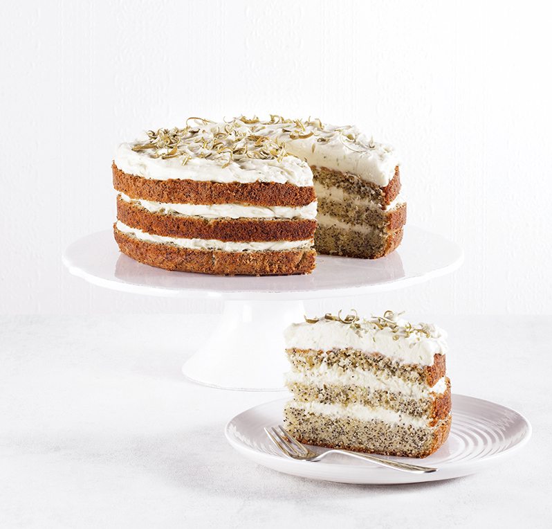 Lime and White Rum Poppy Seed Cake with Citrus Mascarpone Frosting