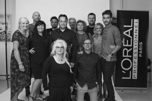 Photograph by Stephen Tilley The L’Oréal Professionnel Artistic Team pictured above:  Standing: Ann Garret, Wayne Richardson, Olivia Noble, Karl Radel, Jason Davies, Rebecca Brent, Jacqui Victor, Michael Beel, Laura Williams, Jamie Barakat Kneeling: Penelope Davies, Petter Dutton Absent: Belinda Robb, Louise Pilkington, Adrian Barclay 