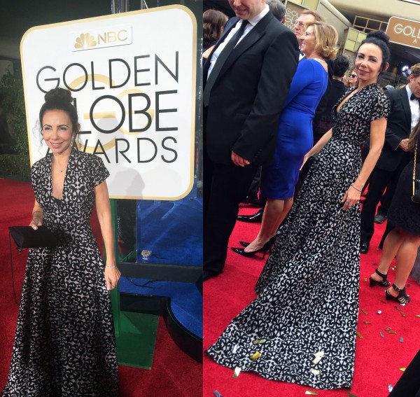 MiNDFOOD's US Correspondent, Michele Manelis on the red carpet at the 2016 Golden Globes