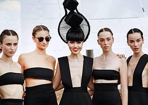 Futuristic fashion show held at solar power plant