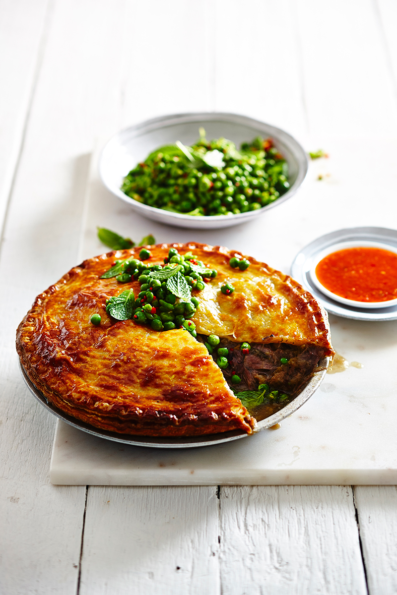 Slow-Cooked Lamb Pie with Minted ‘Mushy’ Peas