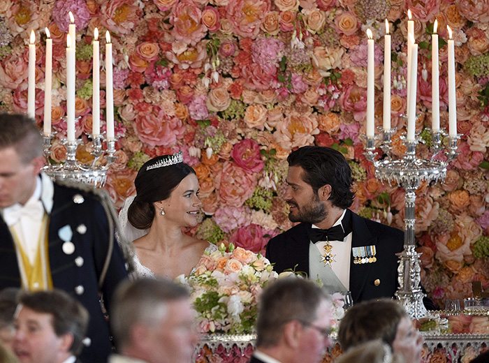 Sweden's Princess Sofia and Prince Carl Philip are seen during their wedding dinner in the Royal Palace in Stockholm June 13, 2015