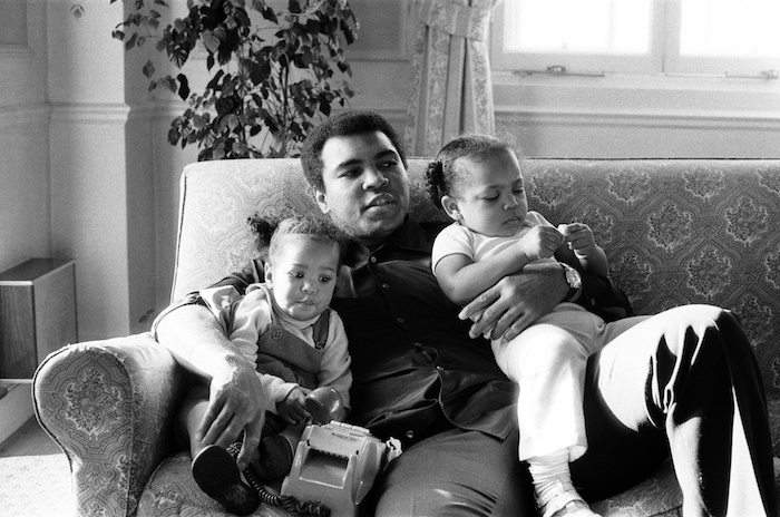 Muhammad Ali is seen cuddling his daughters Laila, (L ) and Hana (R) at a Hotel in London, Britain December 19, 1978: Action Images / MSI/File Photo 