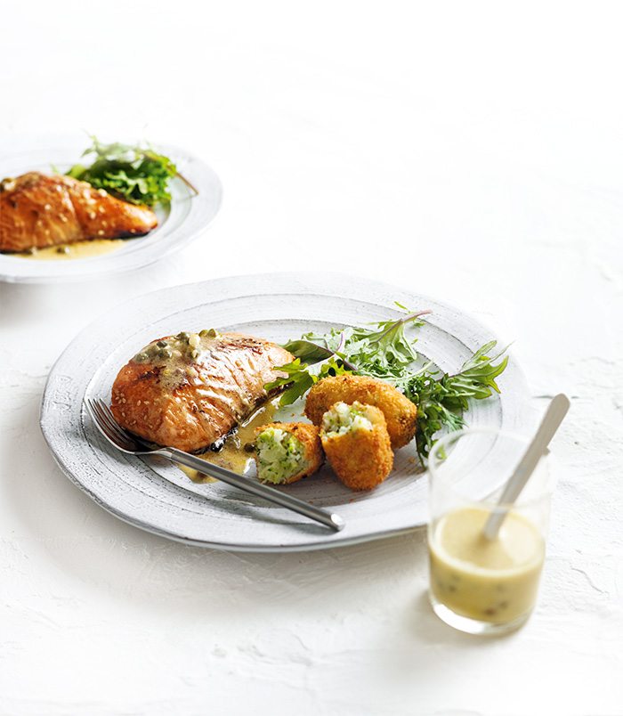 Broccoli Croquettes With Salmon & Lemon & Caper Dressing | MiNDFOOD