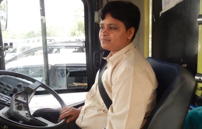 Driving you home: Delhi’s first female bus driver starts work.